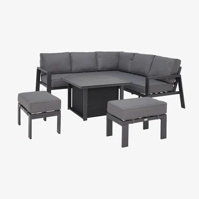 Barker and Stonehouse Rio Mini Modular With 90cm Square Adjustable Table, Grey | Barker & Stonehouse