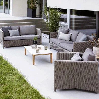 Barker and Stonehouse Cane Line Diamond 3 Seater Sofa, Neutral | Barker & Stonehouse