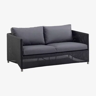 Barker and Stonehouse Cane Line Diamond 2 Seater Sofa, Grey | Barker & Stonehouse