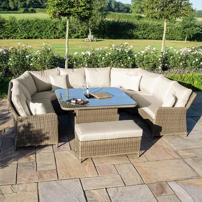Cuckooland Maze Rattan Winchester Royal U-Shaped Sofa Set with Rising Table
