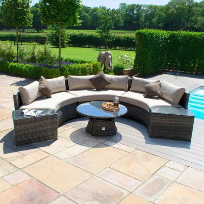Cuckooland Maze Rattan Half Moon Sofa Set  - Brown