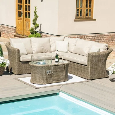 Cuckooland Maze Rattan Winchester Small Corner Set with Fire Pit Table
