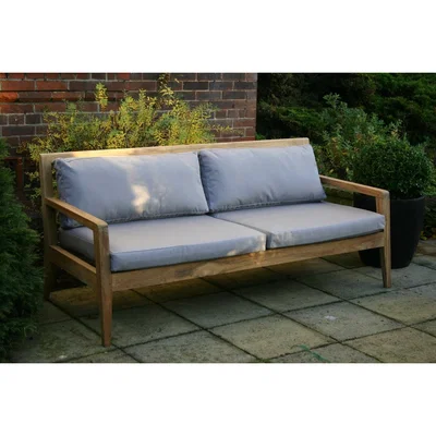 Cuckooland Menton Luxury Teak Sofa Bench with Grey Cushions