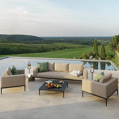 Cuckooland Maze Rattan Outdoor Fabric Eve 3 Seat Sofa Set with Free Winter Cover - Charcoal