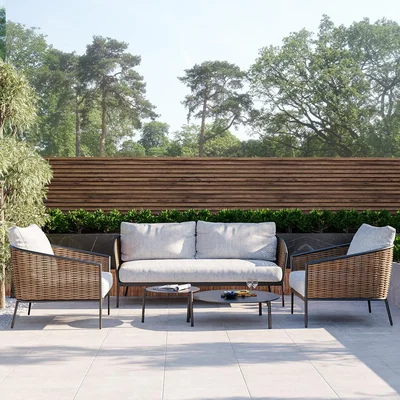 Furniture123 4 Seater Garden Sofa Set with Wicker Woven Chairs & 2 Tables - Como