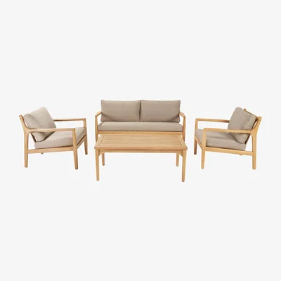 Habitat Pacific Malta 4 seater Wooden Garden Sofa Set - Natural