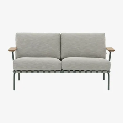 Heal's Muuto Settle Outdoor 2 Seater Sofa in Ribbed Weave 2/Dark Green