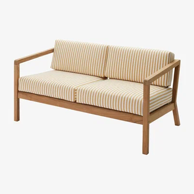 Heal's Fritz Hansen Virkelyst Outdoor 2 Seater Sofa in Yellow Stripe