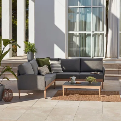 Homebase Avon Fabric Garden Corner Sofa Set