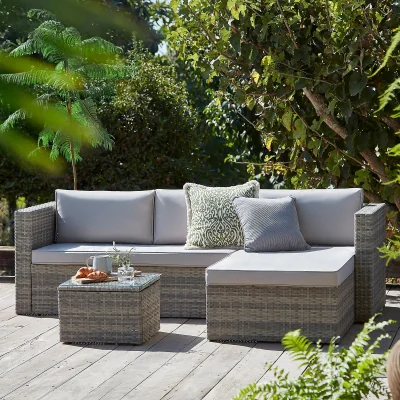Homebase Alexandria Rattan Effect Garden Corner Sofa Set - Natural