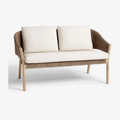 John Lewis John Lewis Burford 2-Seat Woven Garden Sofa, FSC-Certified (Acacia Wood), Natural