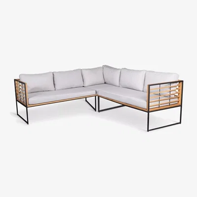John Lewis John Lewis Vega 4-Seater Garden Corner Sofa, Natural/Grey