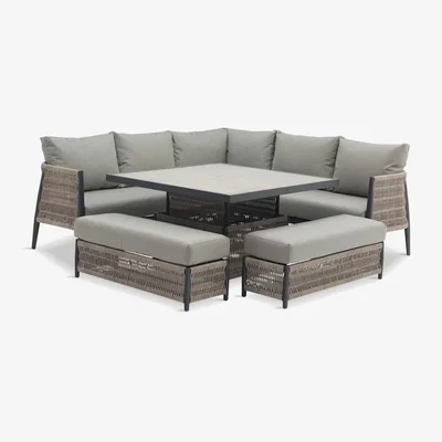 John Lewis Bramblecrest Mauritius 8-Seater Modular Garden Sofa & Table Set, Heron Grey