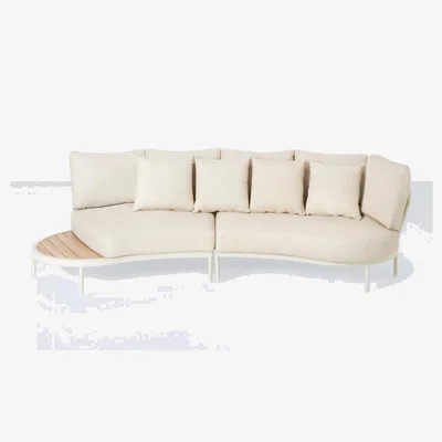 John Lewis John Lewis Lozenge 4-Seater Modular Curved Garden Sofa, Cream
