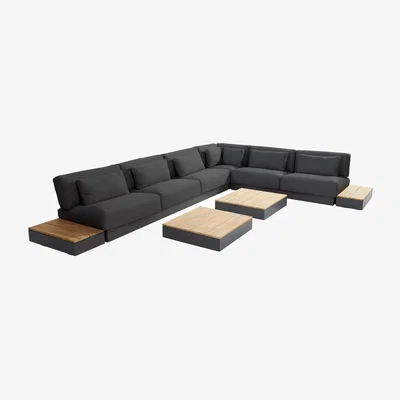 John Lewis 4 Seasons Outdoor Ibiza 6-Seater Garden Corner Lounge Sofa & Tables Set, Anthracite/Teak