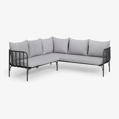John Lewis John Lewis Chevron 4-Seater Corner Garden Sofa, Black/Grey