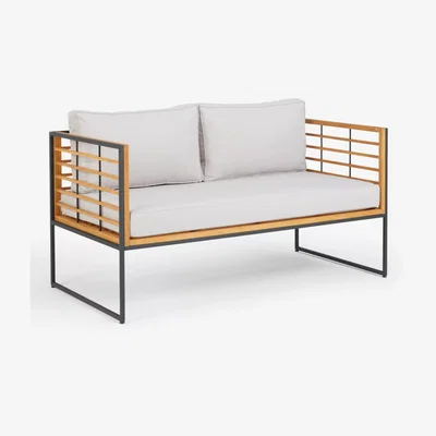 John Lewis John Lewis Vega 2-Seater Garden Sofa, Natural/Grey