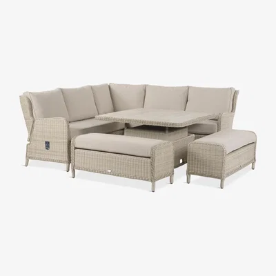 John Lewis Bramblecrest Chedworth Reclining 8-Seater Corner Garden Sofa Set, Sandstone