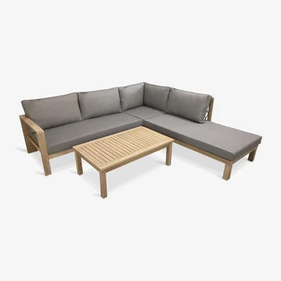 John Lewis Suntime Monaco 4-Seater Corner Garden Sofa Lounging Set, FSC-Certified (Acacia Wood), Grey/Natural