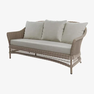 John Lewis Laura Ashley Carrdale Woven Rattan 2.5-Seater Garden Sofa, Barley