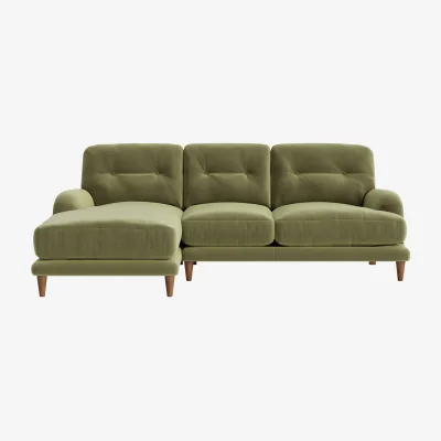 Loaf Sugar Bum Chaise Sofa, Large Right Hand (Gardening Glove Green Clever Velvet)