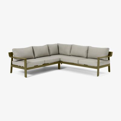 Made.com Kochi Garden Corner Sofa, Olive Aluminium & Taupe