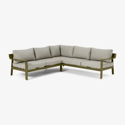 Made.com Kochi Garden Corner Sofa, Olive Aluminium & Taupe