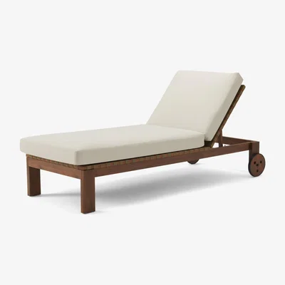 Made.com Zambra Sun Lounger, Dark Acacia Wood & Olive