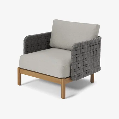 Made.com Kolbe Garden Armchair, Grey & Acacia