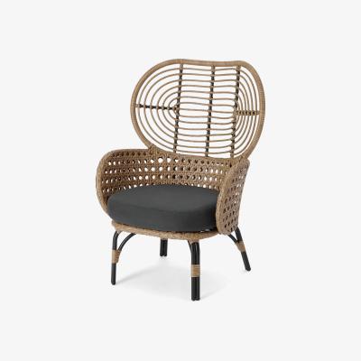 Made.com Swara Garden High back lounge Chair, Natural Polyrattan and Black