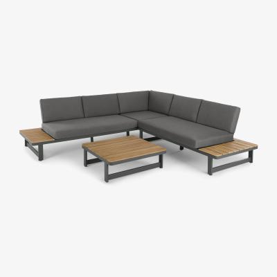 Made.com Topa Garden Corner Lounge Set, Acacia Wood and Grey