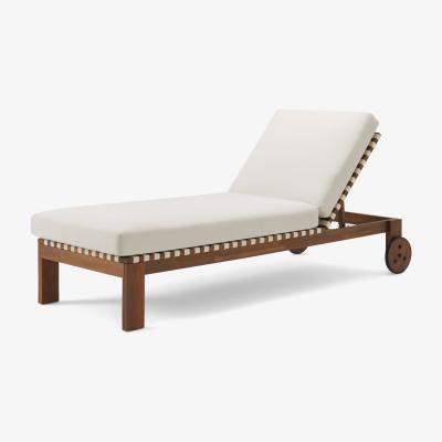 Made.com Zambra Sun Lounger, Dark Acacia Wood & Natural White