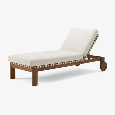 Made.com Zambra Sun Lounger, Dark Acacia Wood & Natural White