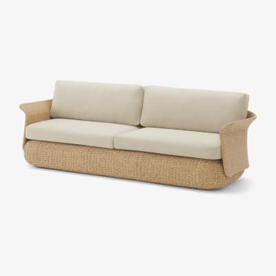 Made.com Fonda 3 Seater Garden Sofa, Natural Polyweave & Ecru