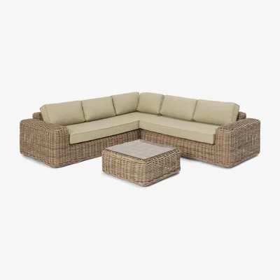 Made.com Meera Garden Corner Set, Natural & Cream Polyweave
