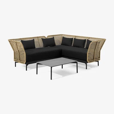 Made.com Balawa Garden Corner Sofa Set, Natural & Grey
