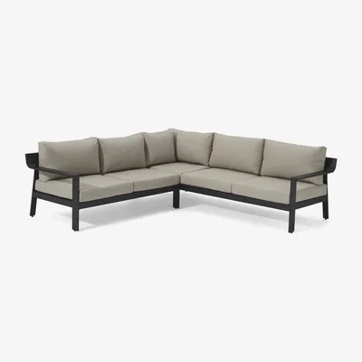 Made.com Kochi Garden Corner Lounge Set, Black Aluminium & Taupe