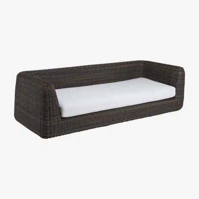 Made in Design Agorà Straight sofa - / 3 seats - L 230 cm / Hand-braided polyethylene by Unopiu White/Brown