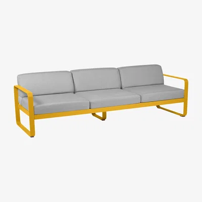 Made in Design 3-seater outdoor sofa Bellevie metal textile 3 seats / L 235 cm - Flannel grey fabric - Fermob