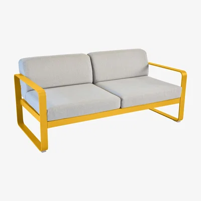 Made in Design 2-seater outdoor sofa Bellevie metal textile 2 seats / L 160 cm - Flannel grey fabric - Fermob