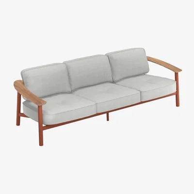 Made in Design Twins 3-seater outdoor sofa metal red wood & metal / L 241.5 cm - Emu