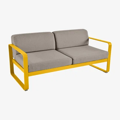 Made in Design 2-seater outdoor sofa Bellevie metal textile 2 seats / L 160 cm - Grey taupe fabric - Fermob