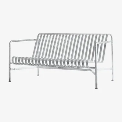 Made in Design Palissade Lounge Straight sofa - / L 139 cm - R. & E. Bouroullec by Hay Grey/Metal