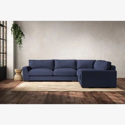 Nkuku Nkuku Guddu Right Hand Corner Sofa | Make To Order | Large | Recycled Cotton Navy