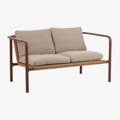 Nordic Nest Brafab Motty sofa Zin red-teddy beige 2-seater