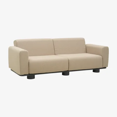 Nordic Nest Brafab Bolster sofa Anthracite-teddy beige 2.5-seater