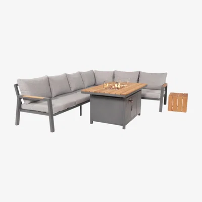 Olivia's Olivia's Outdoor Oslo Anthracite Corner Set with Fire Pit Table