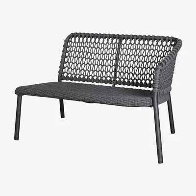 Olivia's Cane-line Ocean 2-Seater Outdoor Sofa Left Module Dark Grey