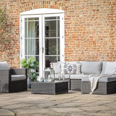 Olivia's Gallery Outdoor Mileva Chaise 3 Seater Sofa and Chair Set Grey | Outlet