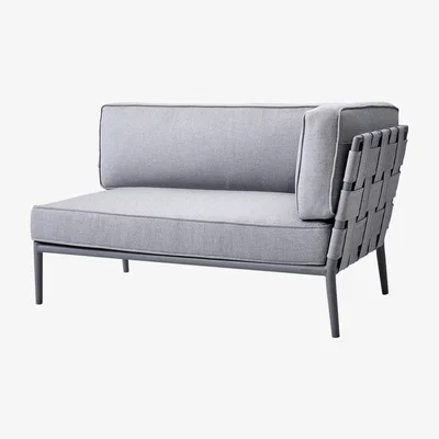 Olivia's Cane-line Conic 2-Seater Outdoor Sofa Left Module Light Grey